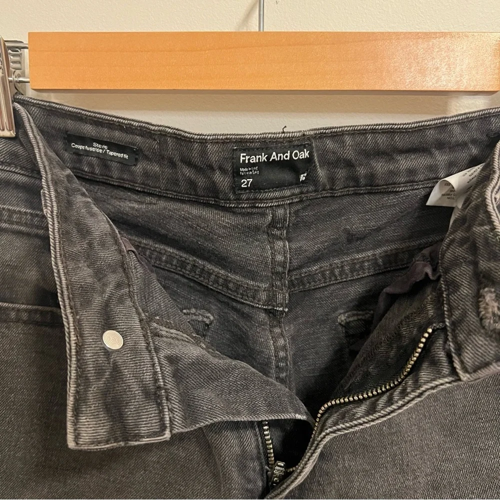 Frank & Oak Charcoal High-Rise Women's Jeans Straight Leg Office Career Work - Picture 6 of 7